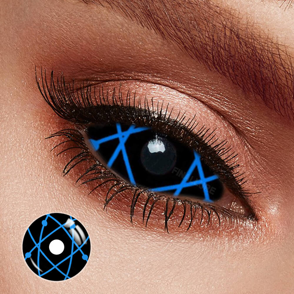 Black Sclera Blue Atom Contacts