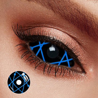 Black Sclera Blue Atom Contacts