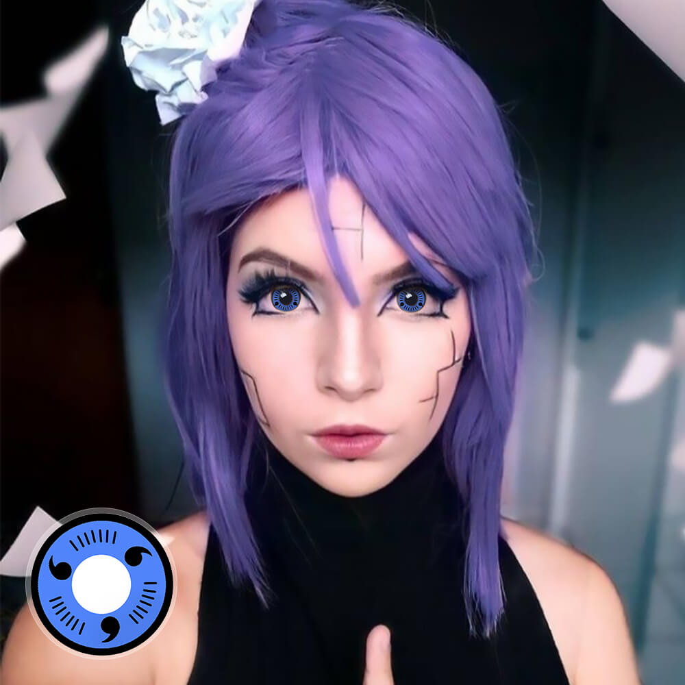 Blue 3 Tomoe Sharingan Naruto Cosplay Contacts