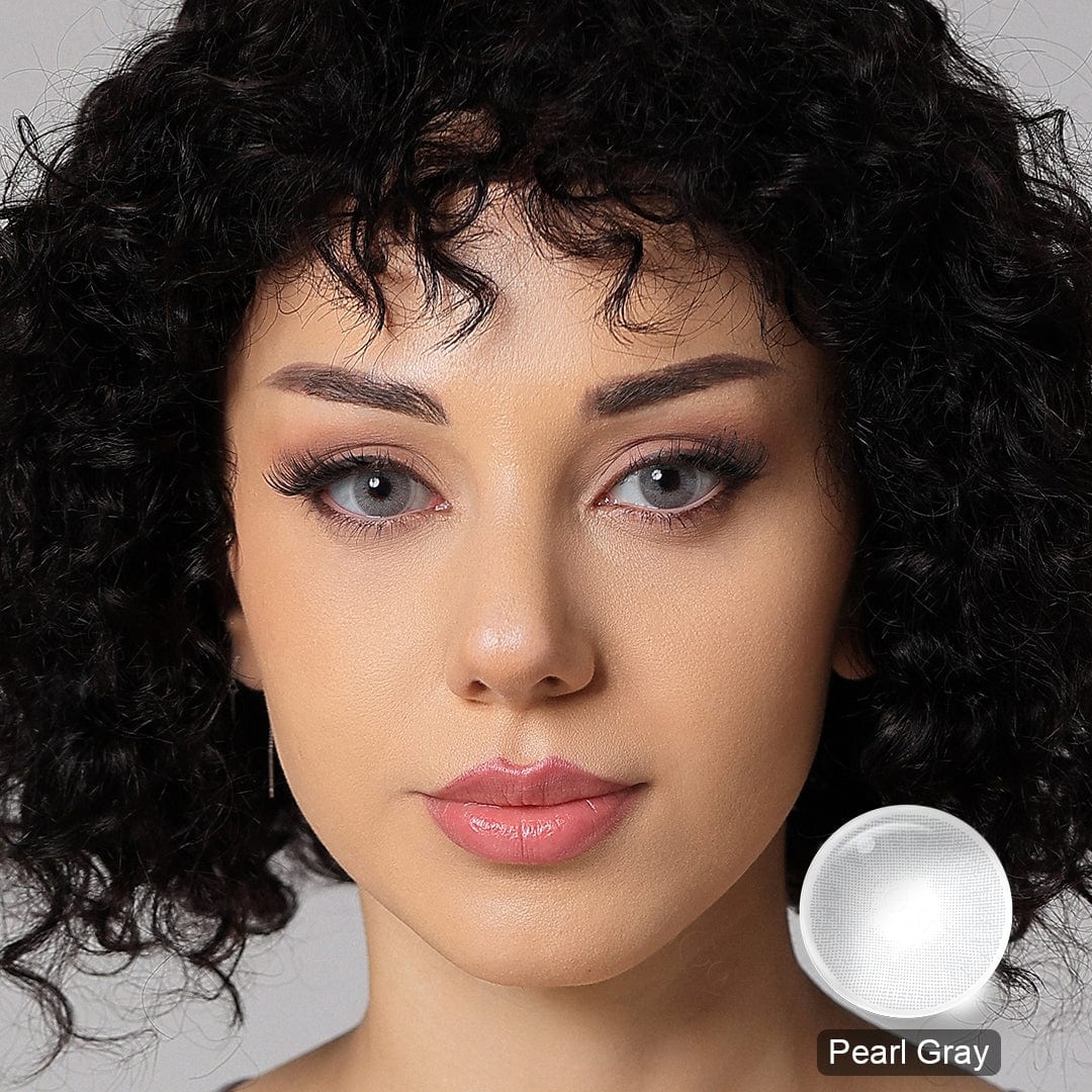 Pearl Gray Contact Lenses on brown eye