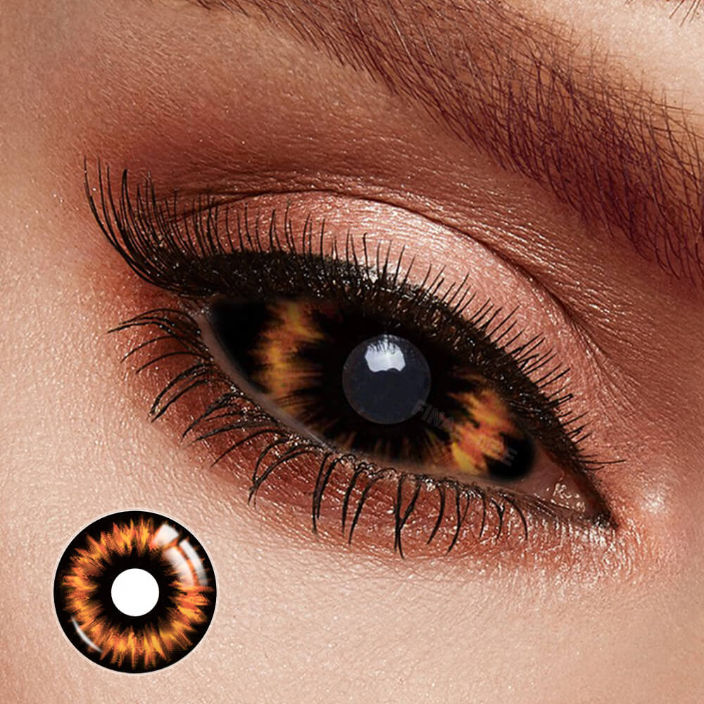 Radioactive Creepy Orange Irid Sclera Contacts